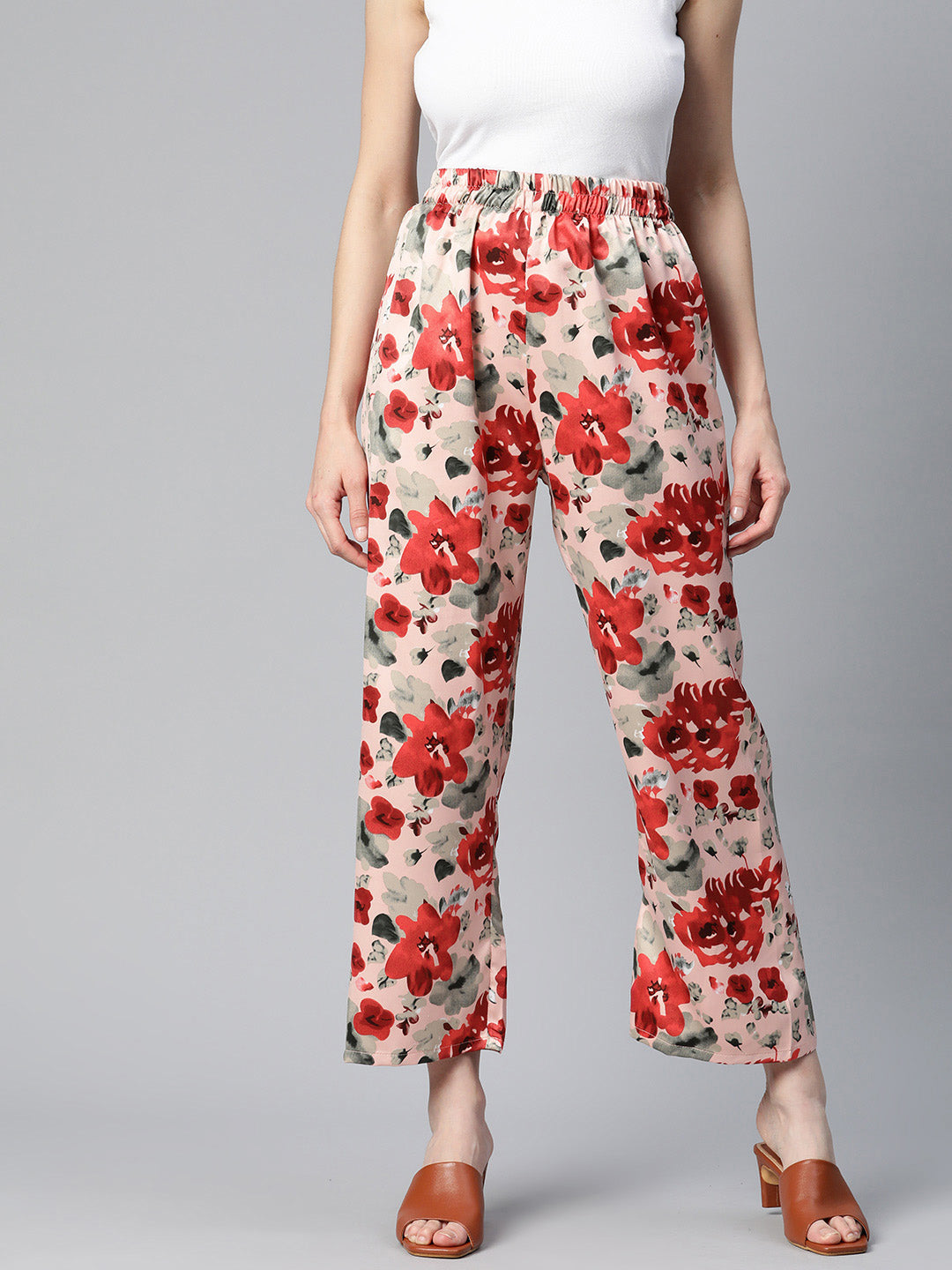 VIVICOLOR Women Summer High Waisted Palazzo Pants Floral Print Wide Leg Pant  Long Lounge Trousers at Amazon Women's Clothing store