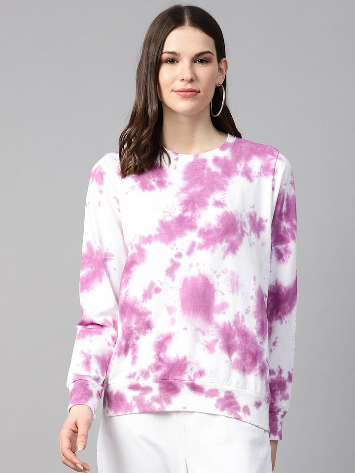 plusS Women Purple  White Printed Sweatshirt