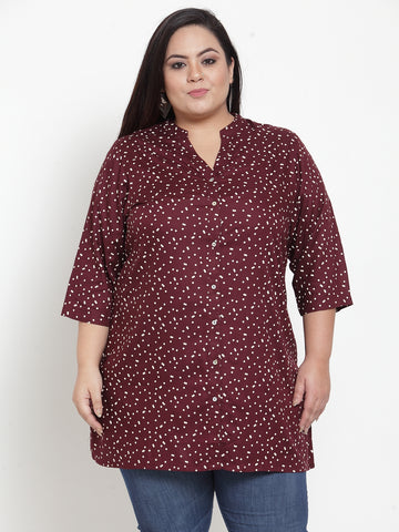 Women Maroon Printed Tunic