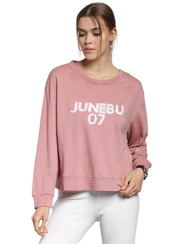 plusS Women Pink Printed Sweatshirt