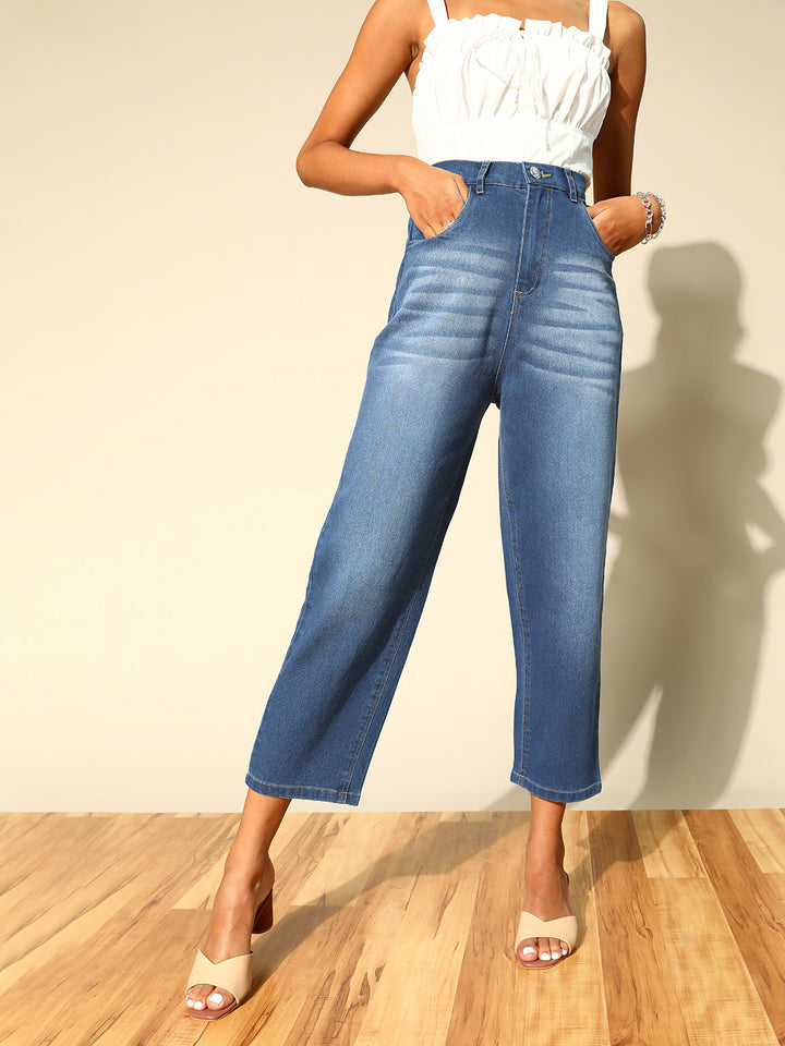 Women Stunning Blue Regular Fit Stretchable Jeans