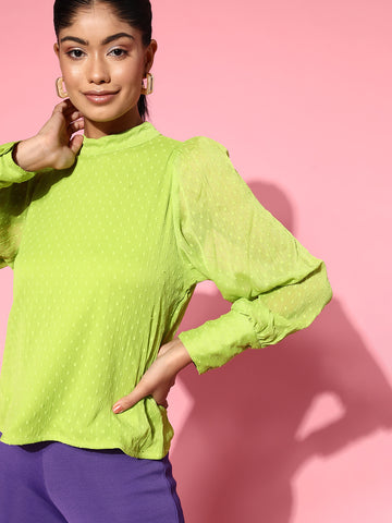 plusS Green Cuff Sleeves Top