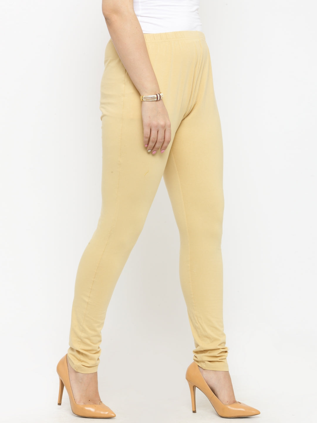 Plus Size Beige Churidar Leggings