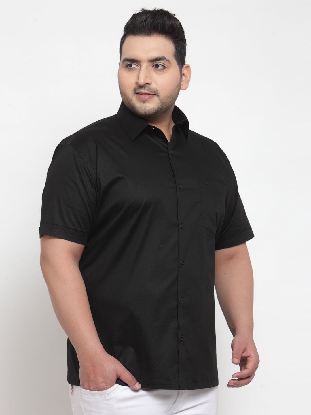 Men Black Regular Fit Solid Casual Shirt