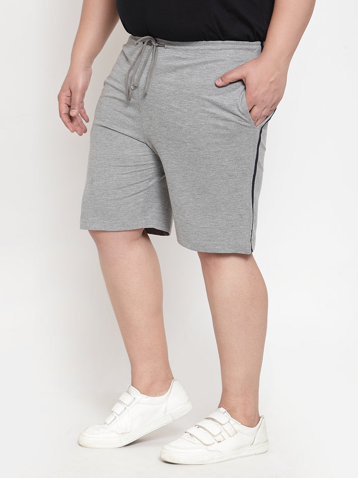 Men Grey Striped Regular Fit Regular Shorts