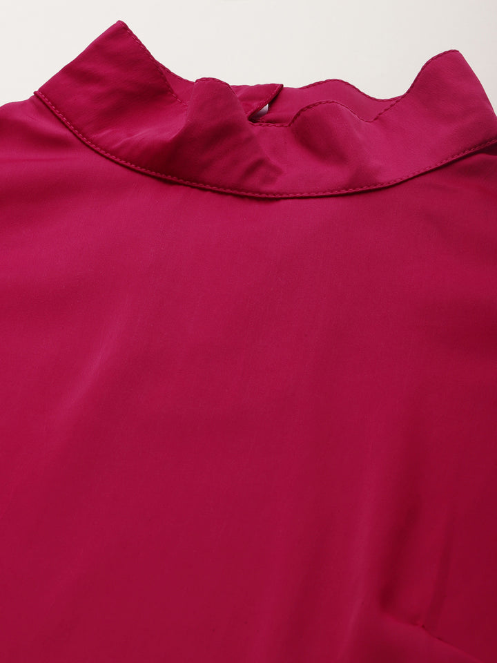 plusS Magenta Puff Sleeve Regular Top