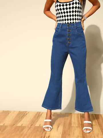 Stunning Blue Bootcut Fit Stretchable Jeans