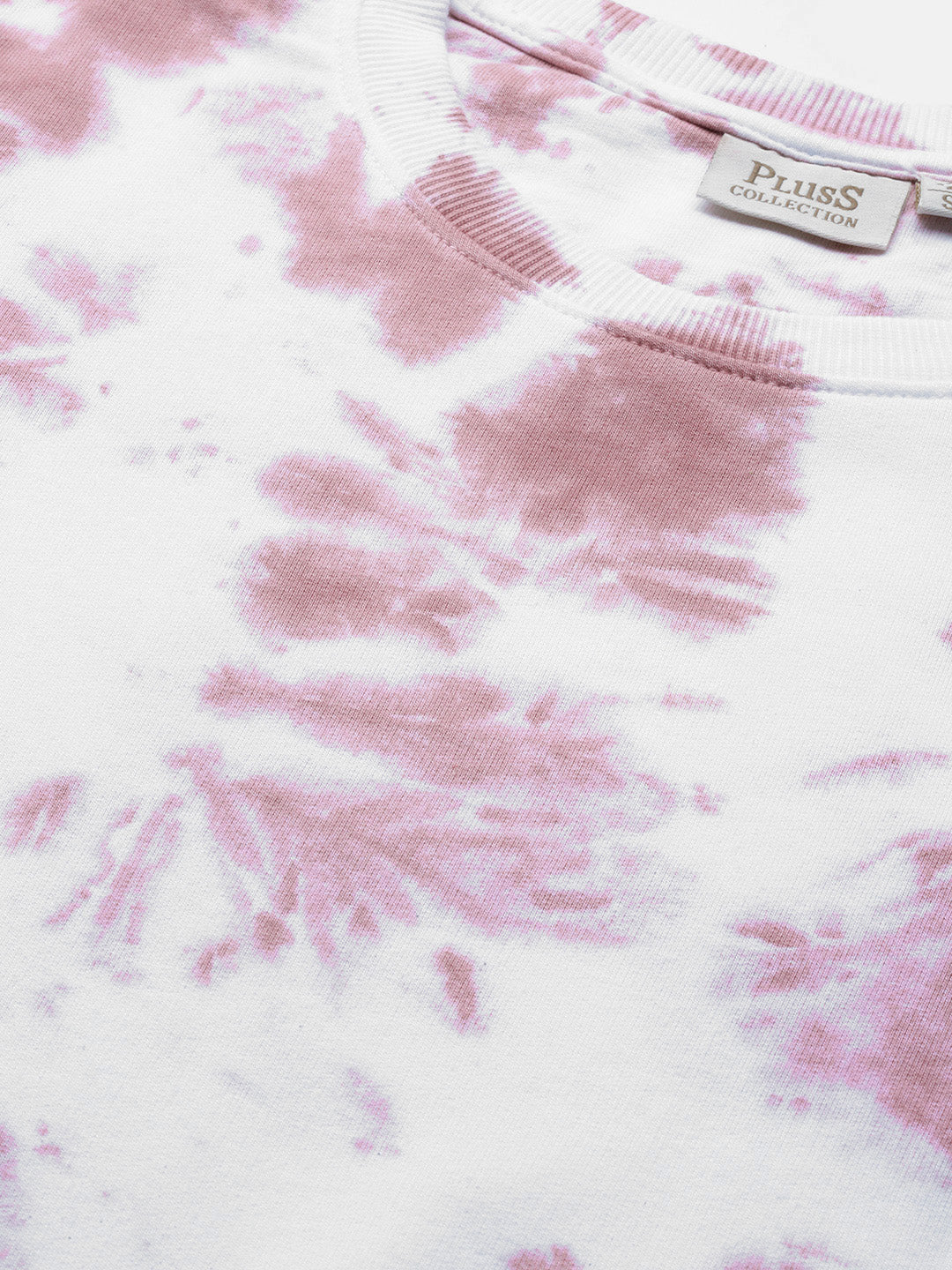 plusS Women White  Mauve Tie  Dye Print Sweatshirt