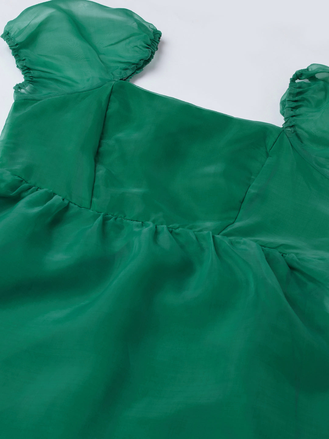 Green Solid A-Line Dress