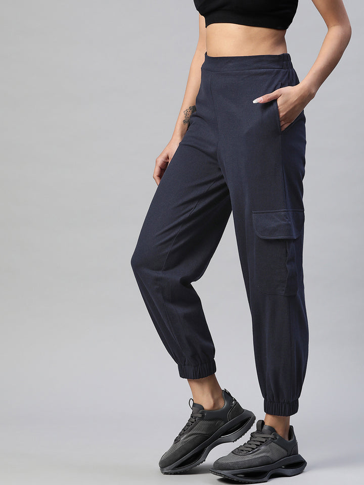 Women Navy Blue Solid Joggers