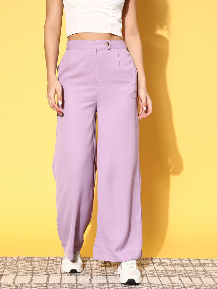 plusS Women Beautiful Mauve Solid Resort Wear Trousers