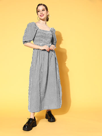 plusS Black  White Checked Maxi Dress