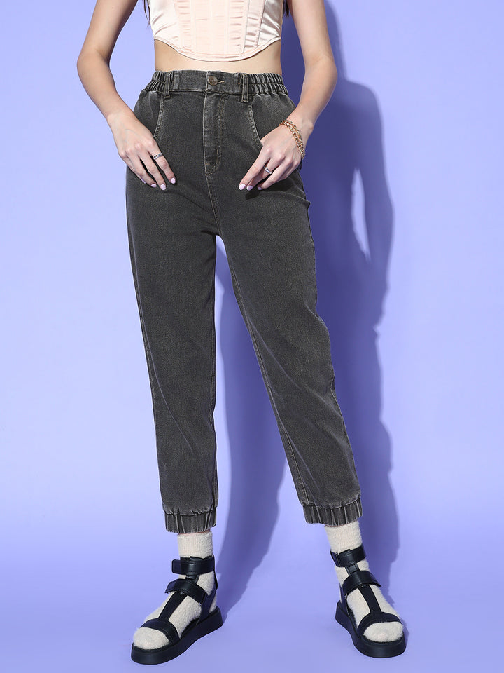 Attractive Charcoal Regular Fit Cropped Stretchable Jeans