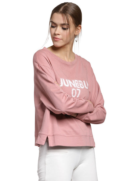 plusS Women Pink Printed Sweatshirt