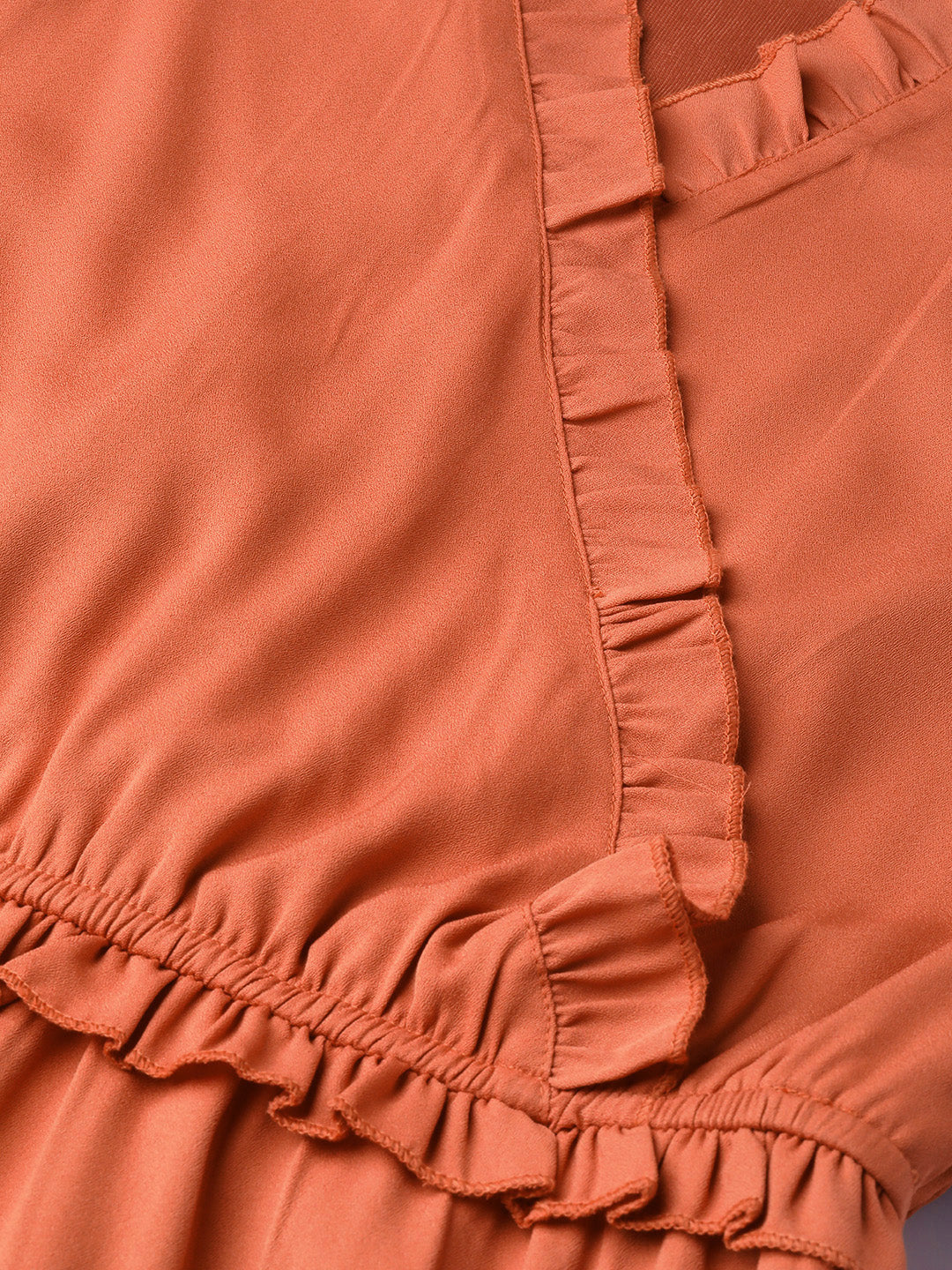 plusS Orange Tiered Wrap Dress