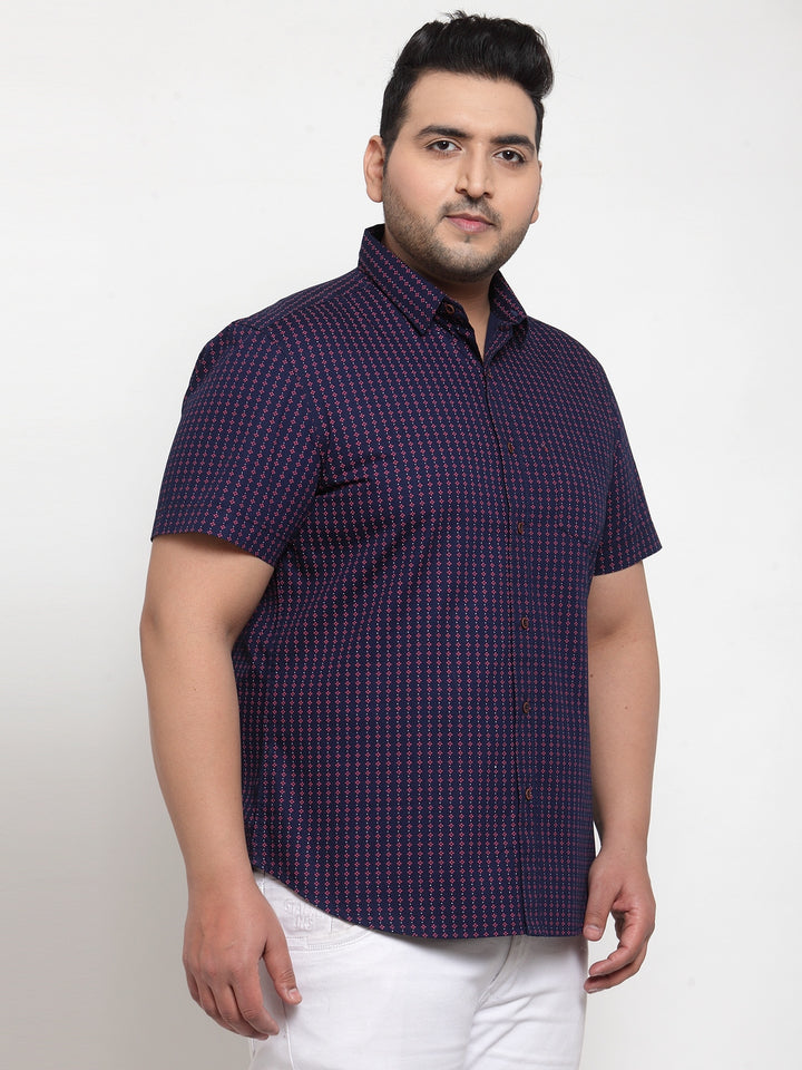 Men Plus Size Purple Floral Print Casual Shirt