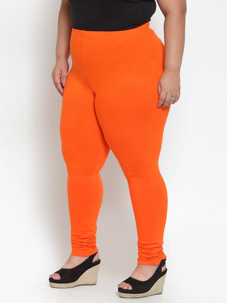 plusS Orange Solid Leggings