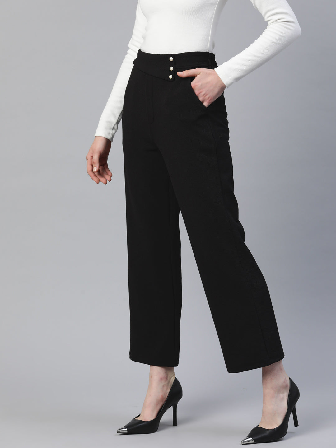 Clacive Blue Office Women'S Pants 2021 Fashion Loose Full Length Ladies  Trousers Casual High Waist Wide Pants For Women