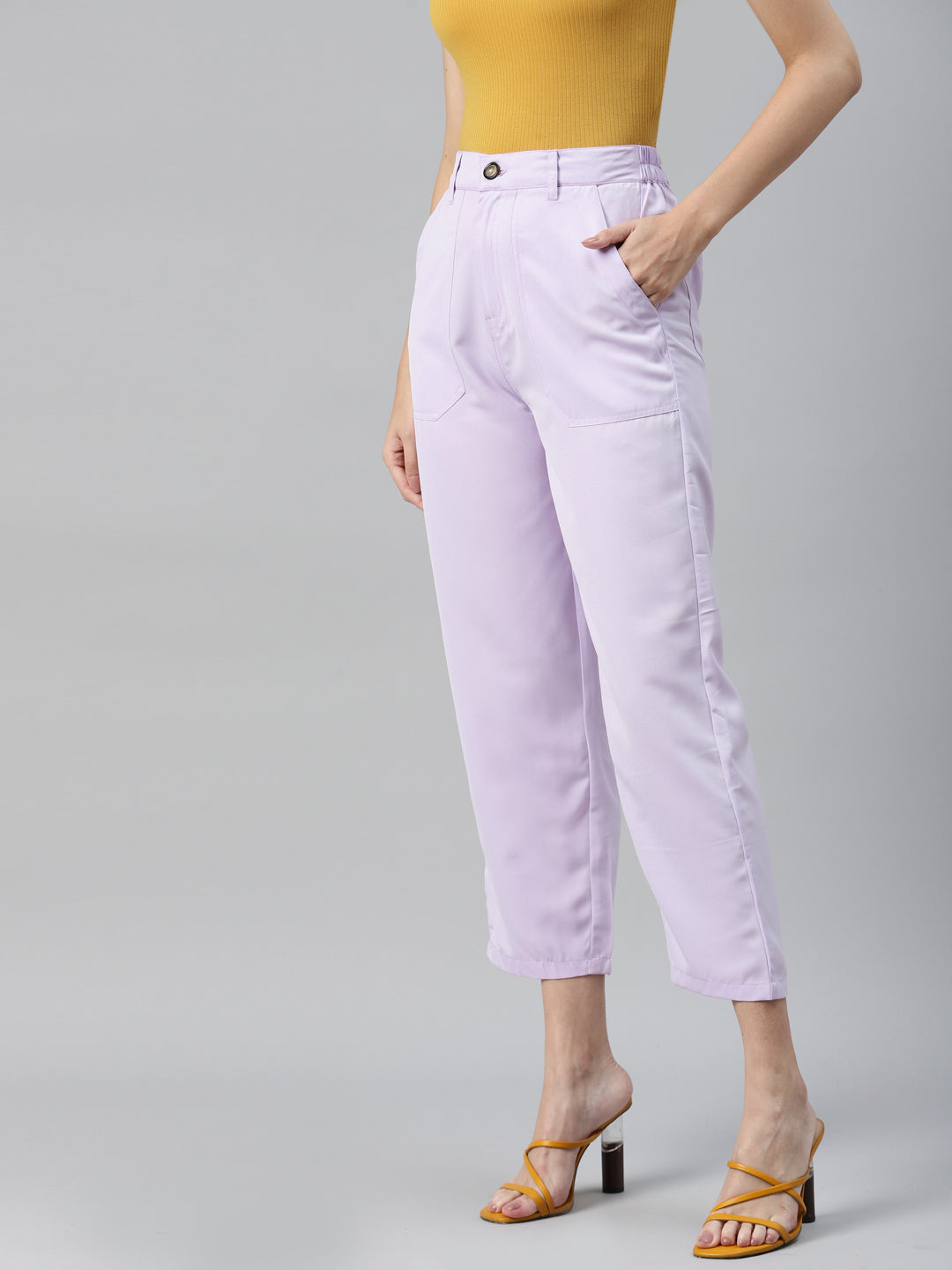 plusS Women Lavender Cropped Trousers