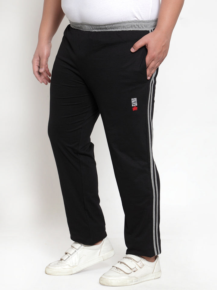 plusS   Black Solid Track Pants