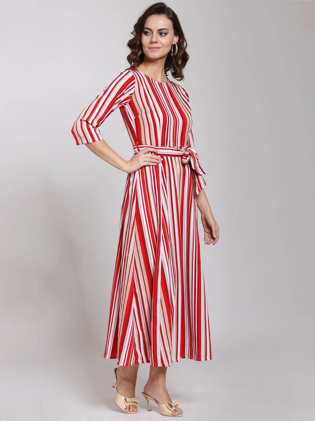 plusS Red  Off-White Striped A-Line Dress