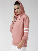 plusS Women Rose Solid Hooded Sweatshirt