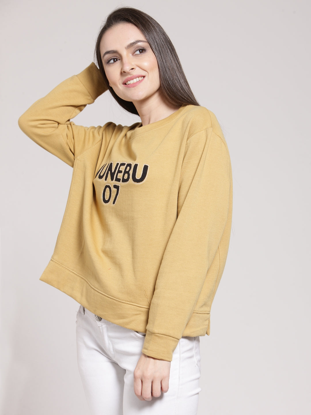 plusS Women Mustard Printed Sweatshirt