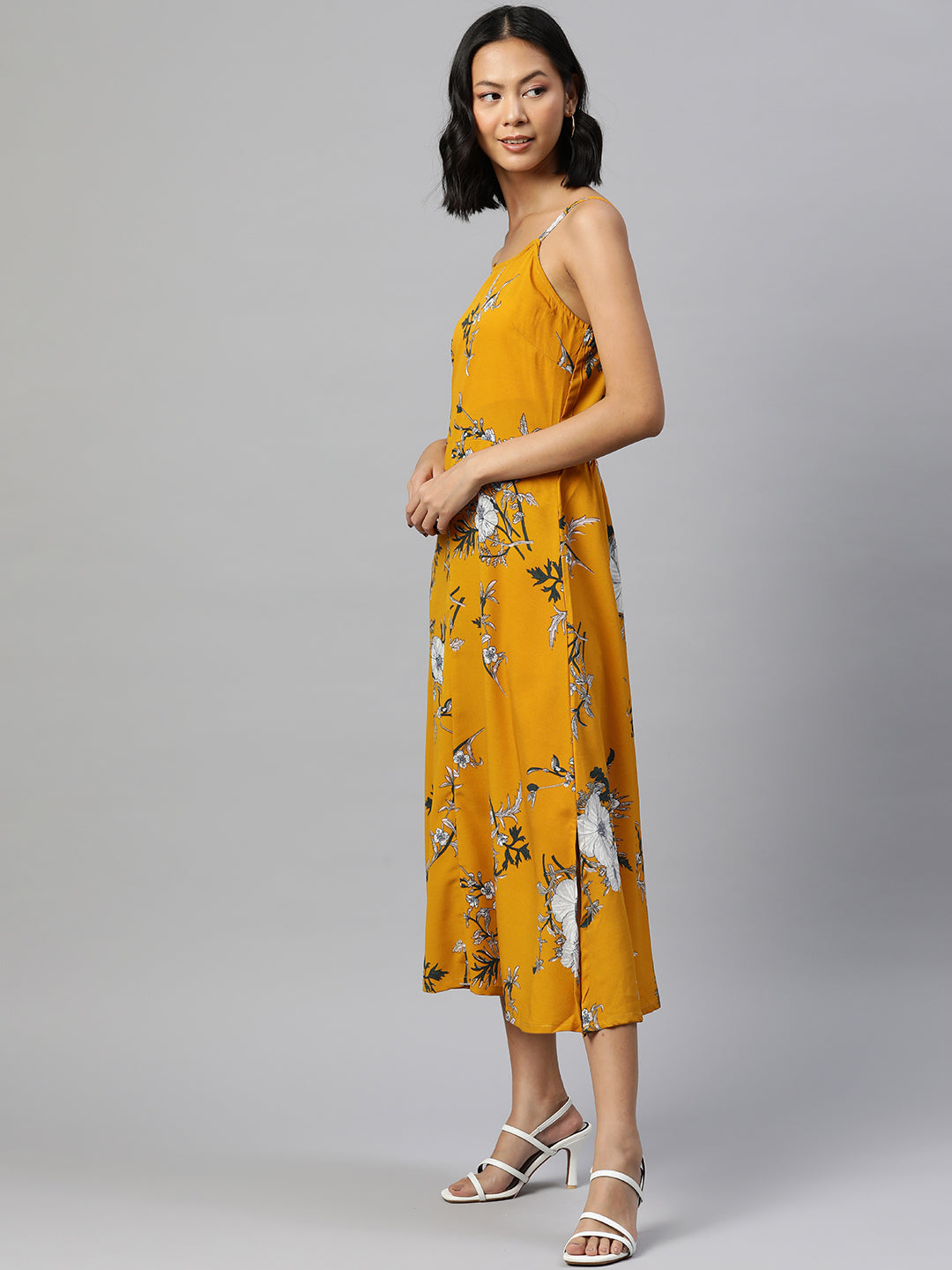 Floral Print A-Line Midi Dress