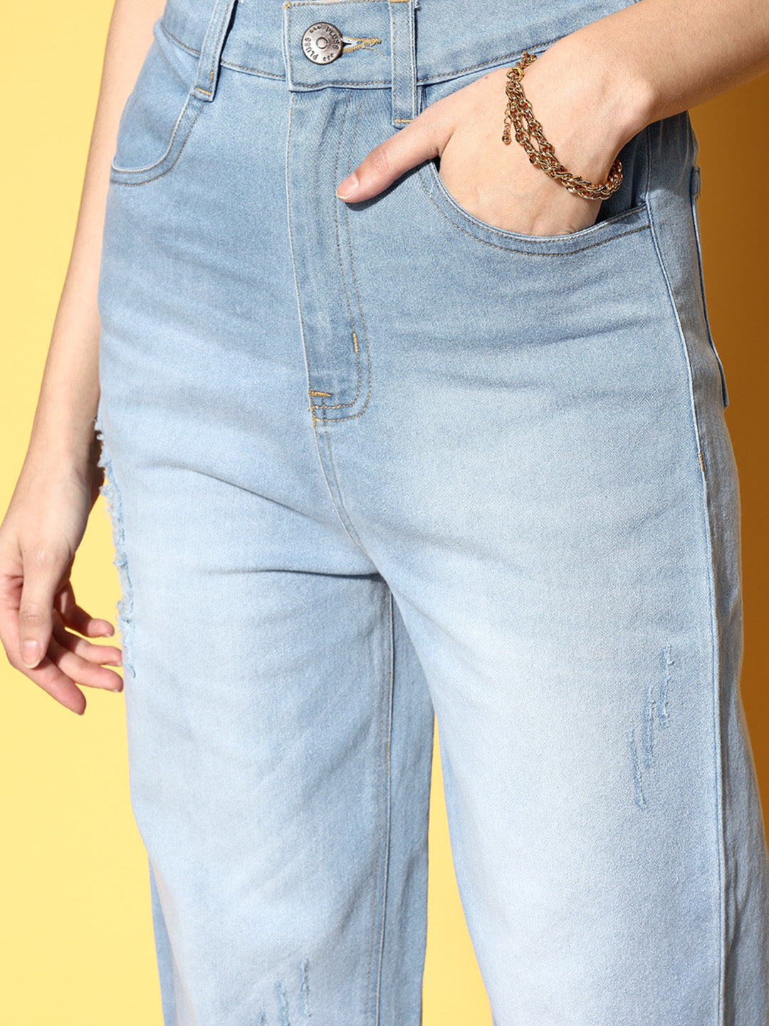 Women Blue High-Rise Regular Fit Cropped Stretchable Jeans