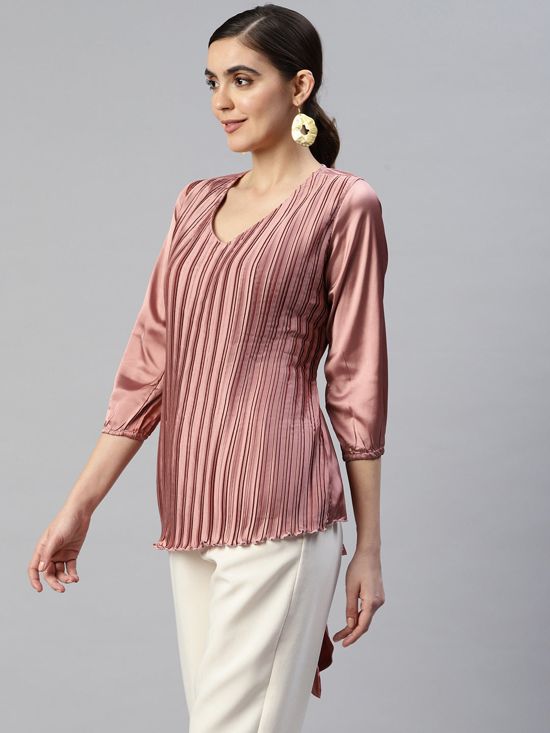 V-Neck Accordion Pleats Top