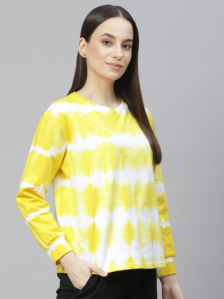 Women Yellow Printed Sweatshirt