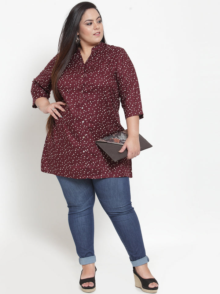 Women Maroon Printed Tunic