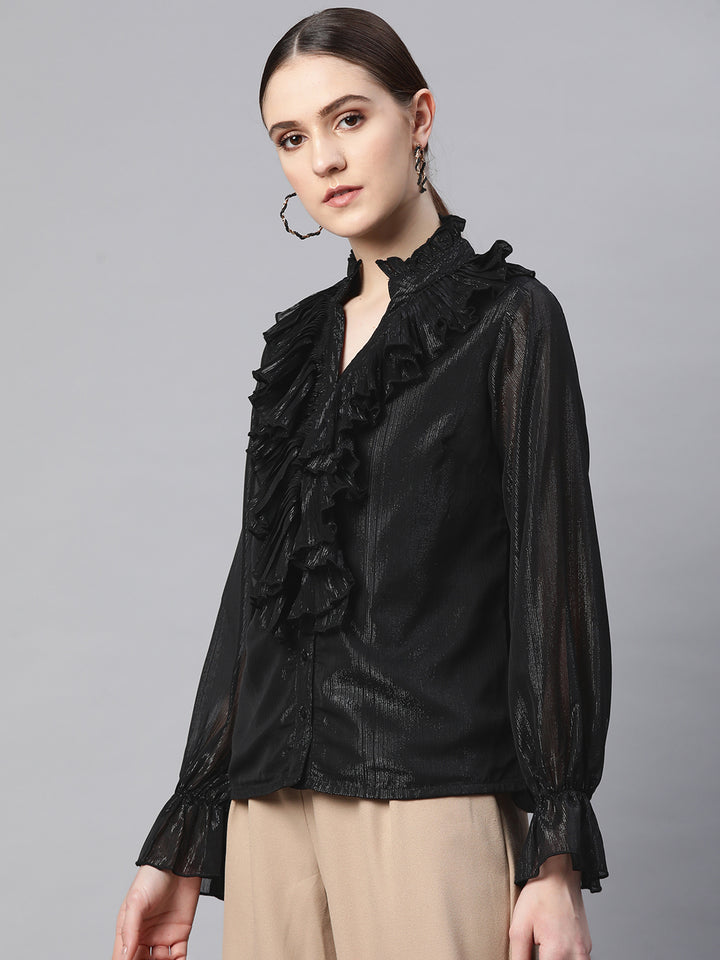 plusS Black Ruffles Top