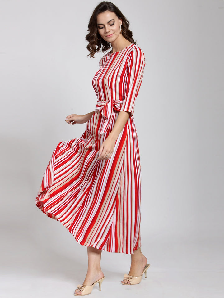 plusS Red  Off-White Striped A-Line Dress