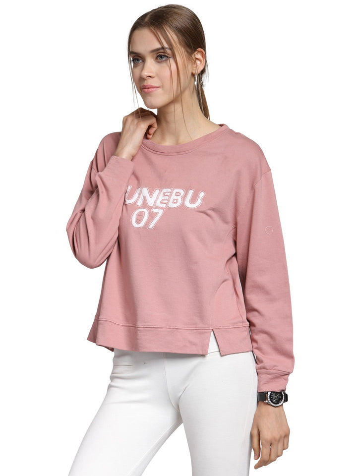 plusS Women Pink Printed Sweatshirt