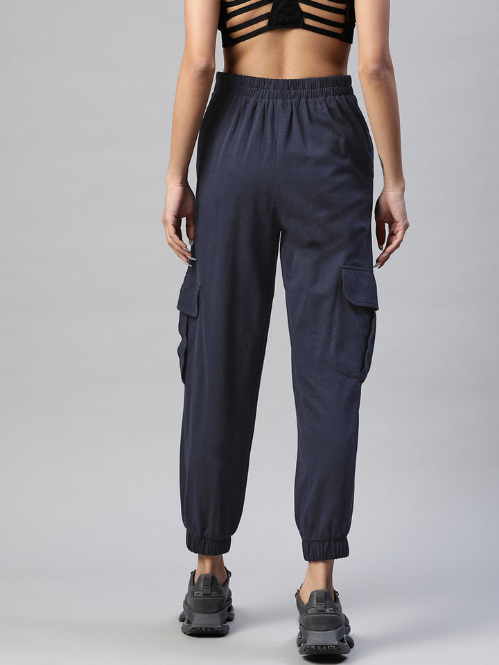 Women Navy Blue Solid Joggers