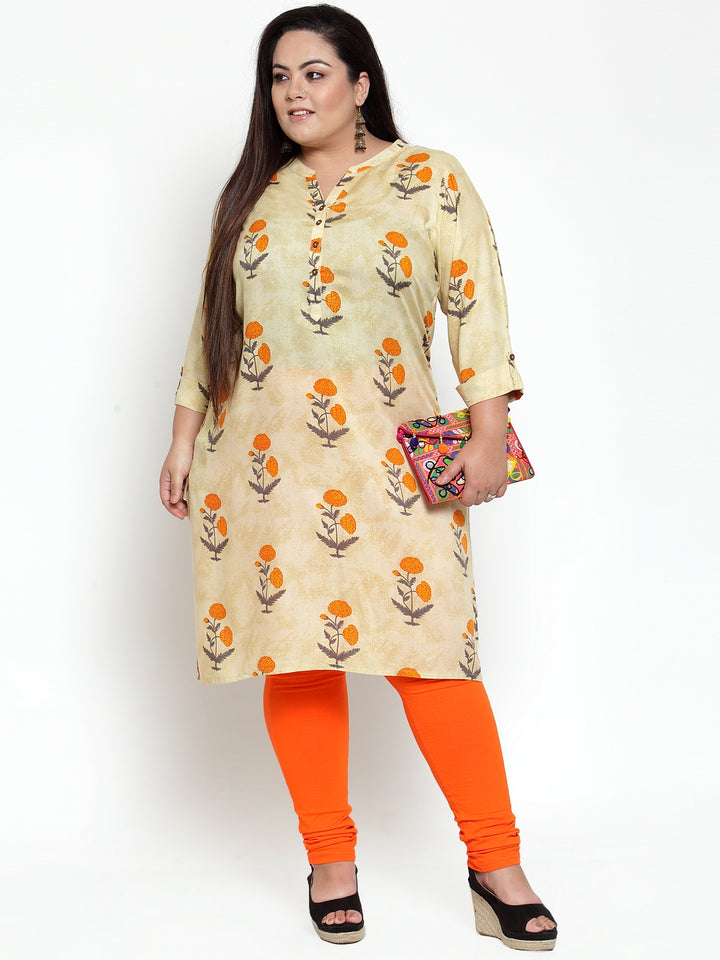 plusS Orange Solid Leggings