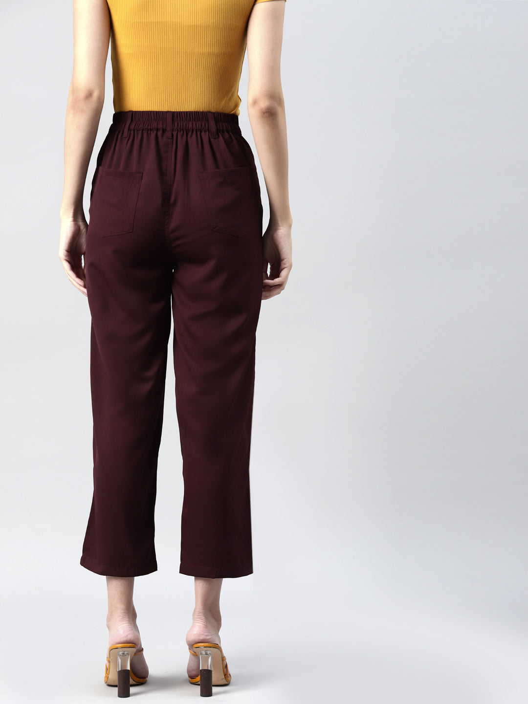 plusS Women Maroon Cropped Trousers