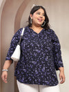 Plus Size Printed V-Neck Top