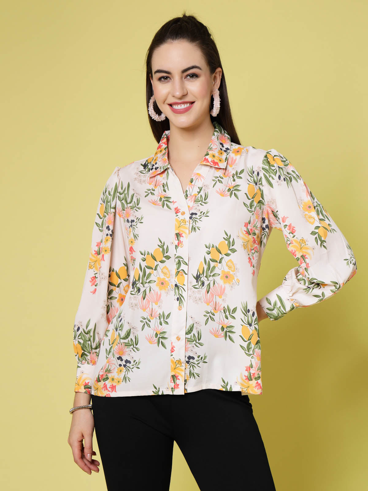 Floral Printed Spread Collar Regular Fit Casual Shirt