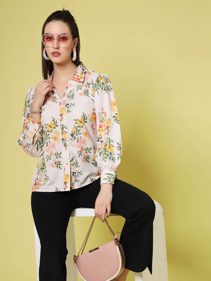 Floral Printed Spread Collar Regular Fit Casual Shirt