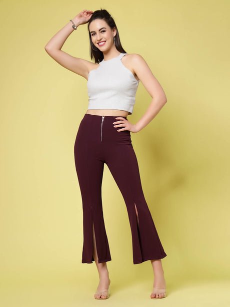 Women Solid Bootcut Trousers