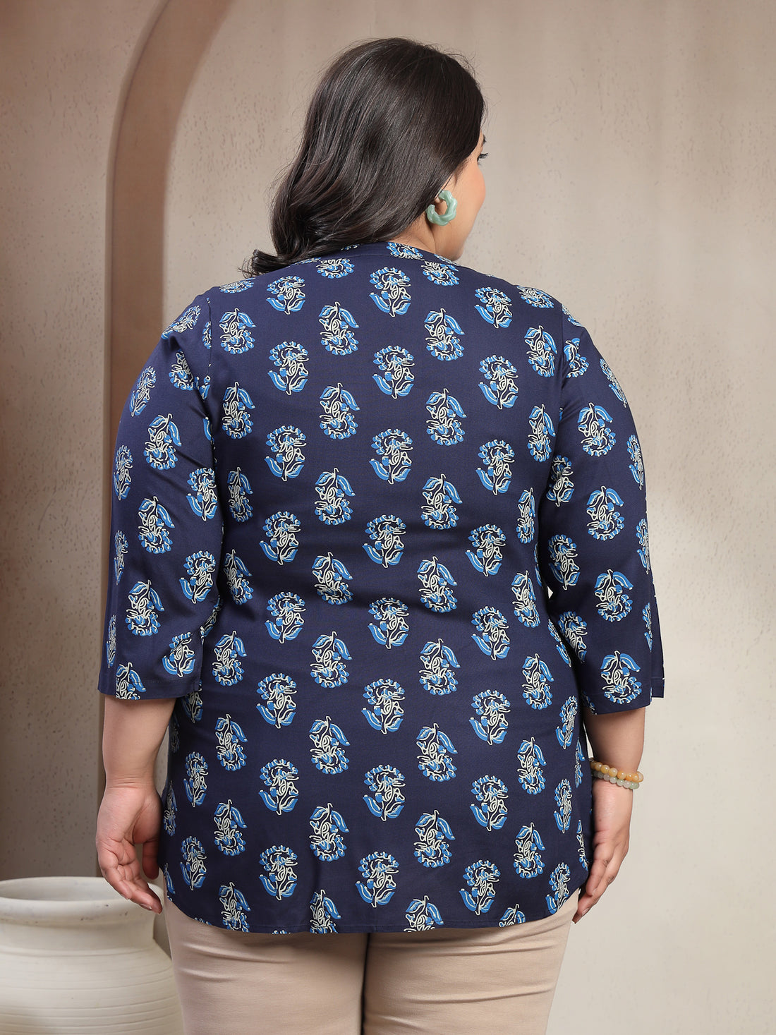Plus Size Ethnic Motifs Print  Top