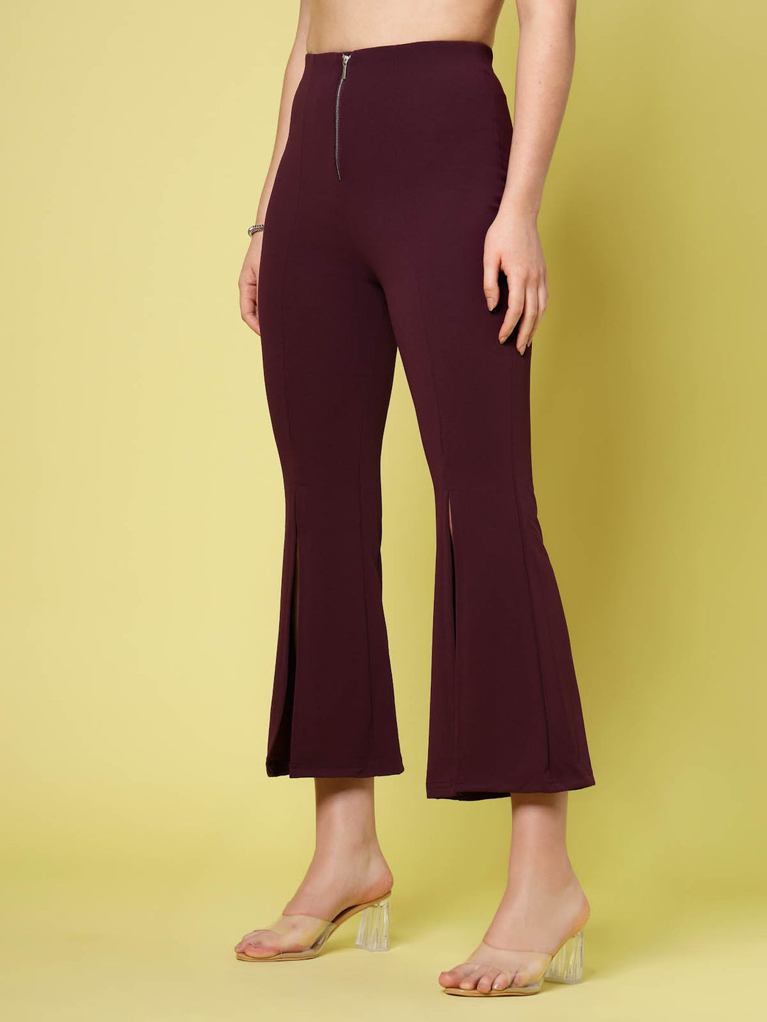 Women Solid Bootcut Trousers