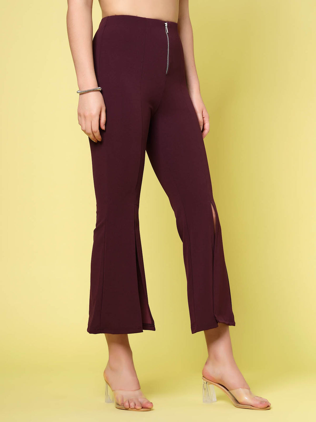 Women Solid Bootcut Trousers