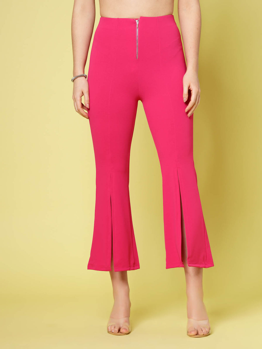 Women Pink Solid Bootcut Trousers