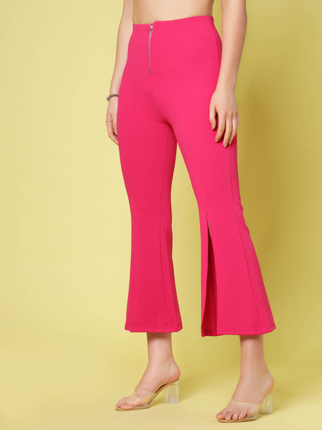 Women Pink Solid Bootcut Trousers