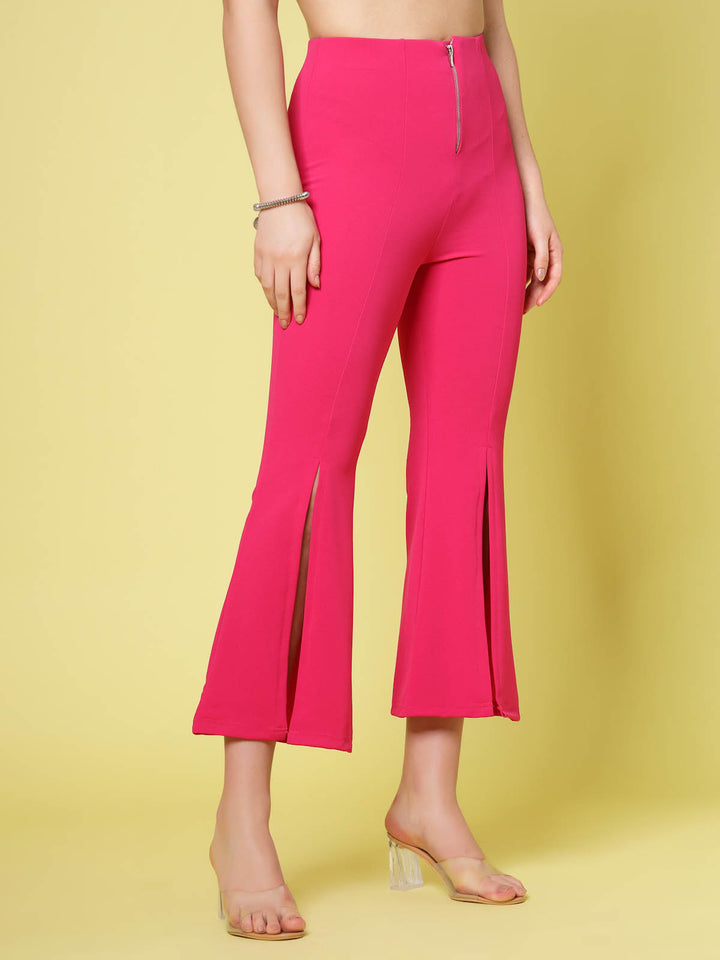 Women Pink Solid Bootcut Trousers