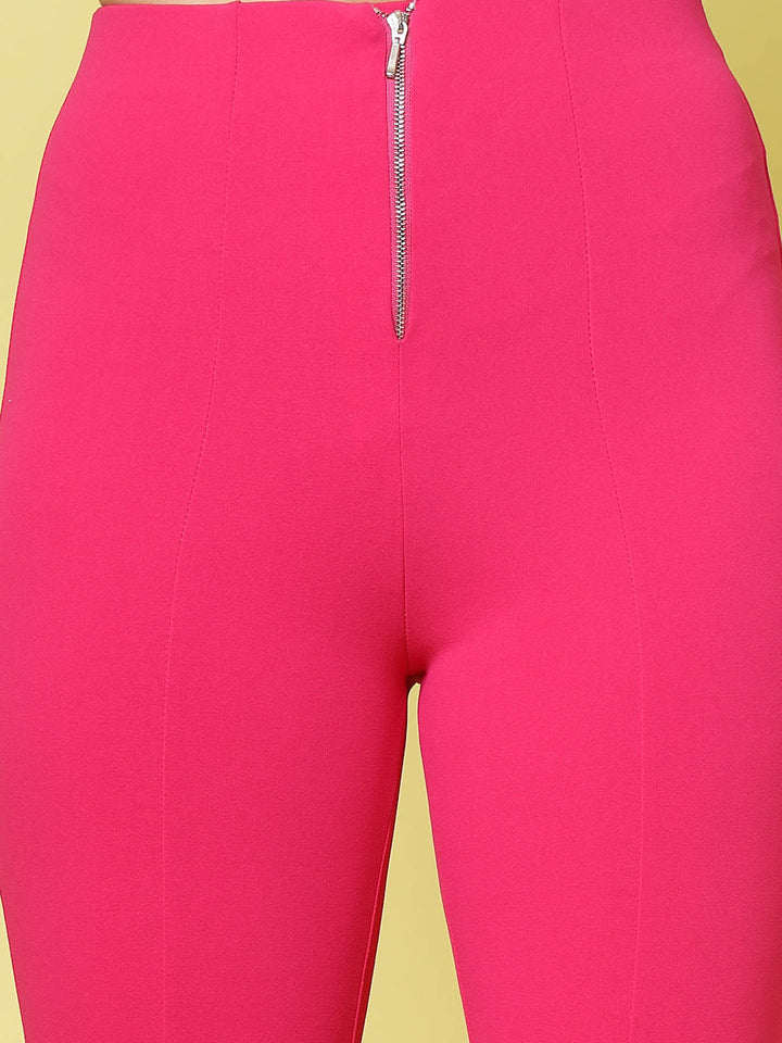 Women Pink Solid Bootcut Trousers