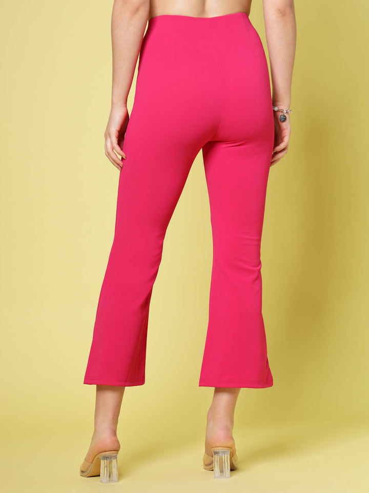 Women Pink Solid Bootcut Trousers